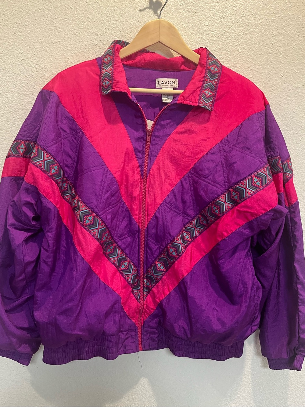 Avon Women's Purple & Pink Colorblock Bomber Jacket vintage